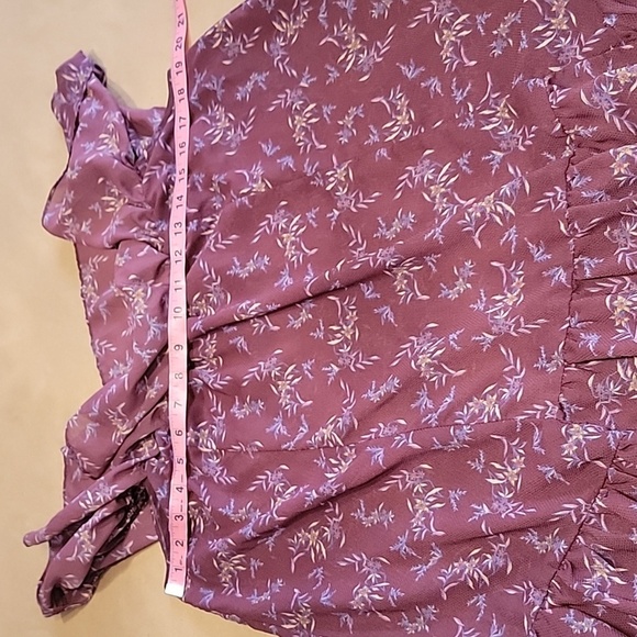 Free People Size L Purple Floral Off the Shoulder Mini Dress, Exc Used Condition - Picture 8 of 14